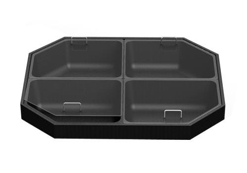 Four Compartment Bin Top for Produce Display with handles
