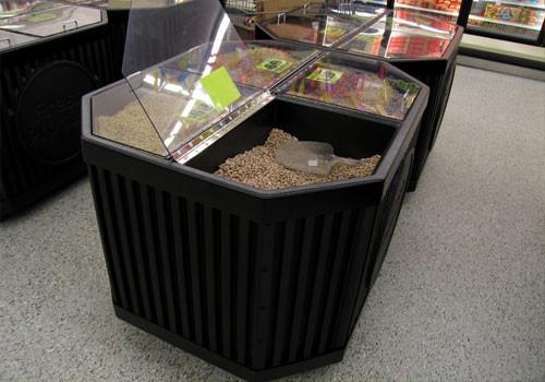 photo of Four Compartment Bin Top for Produce Display with lid open