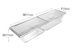 dimensions of two compartment molded clear pan MP7K
