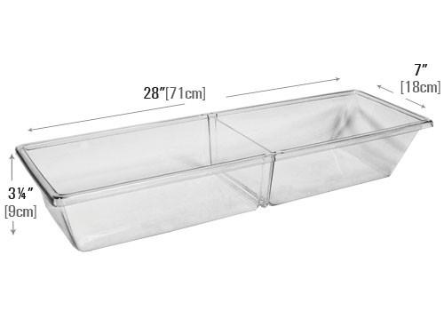 dimensions of Two Compartment Removable Divider Clear Meat Pan (MPIH)